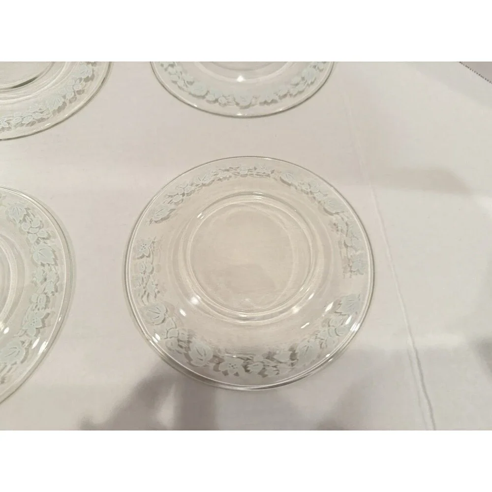 Vintage Anchor Hocking Gooseberry Clear Glass Dessert Plates – Set of 6